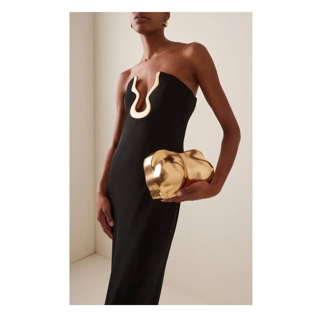 Stunning Cult Gaia Reina Clutch Handbag - NWT Brushed Brass - Picture 3 of 15